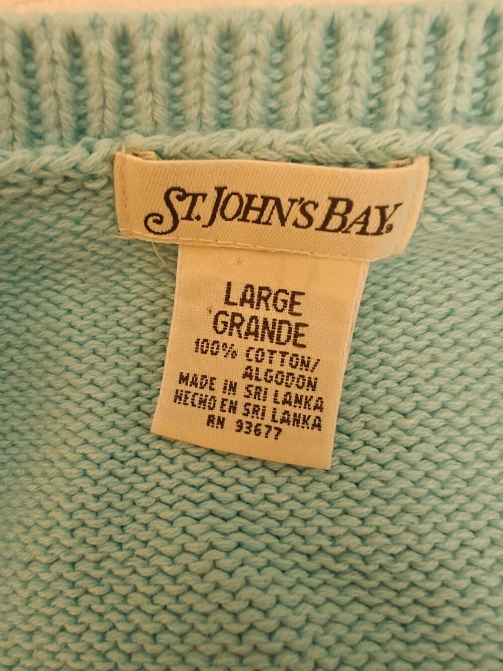 Vintage St. John's Bay 100% Cotton Knit Sweater L